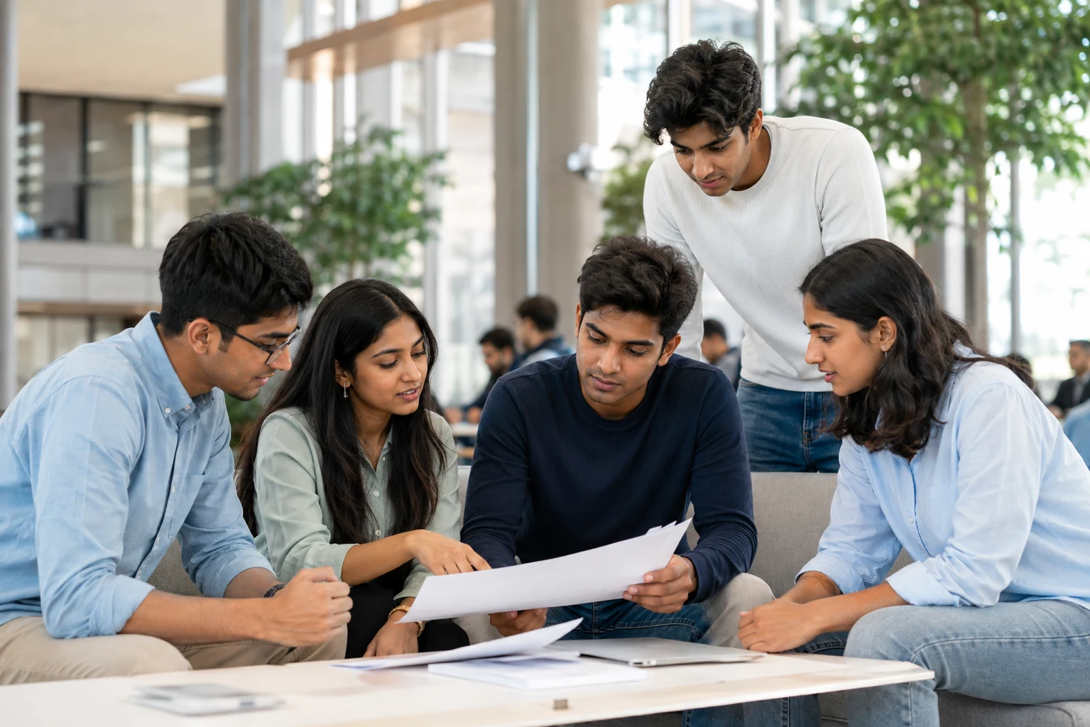 Students reviewing their academic plans together